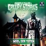 "Ghostly Tales & Creepy Stories" und "Das Ding aus dem Eis" in gruseliger Schrift. Illustration eines tentakelartigen Monsters.