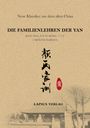 "Die Familienlehren der Yan" mit Autoren und Verlag. Asiatische Schriftzeichen, rote Plakette, altertümliche Architektur.