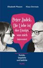 "Peter Zadek. Die Liebe ist das Einzige, was mich interessiert." Zwei Personen im Profil, blau-pinker Hintergrund.