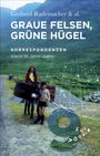 „Graue Felsen, grüne Hügel“ von Gerhard Rademacher. Zwei Kinder mit Esel auf einem Weg in einer grünen Landschaft.