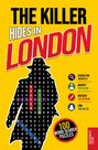 Großer gelber Hintergrund, Text: "The Killer Hides in London", Silhouette mit Wortsuche. Icons zeigen "Search for Suspects".