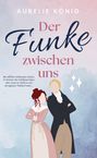 Text: "Aurelie König, Der Funke zwischen uns. Sie will ihre Schwester retten. Er könnte der Schlüssel dazu sein..."

Illustration: Eine Frau und ein Mann stehen nebeneinander mit verschränkten Armen.