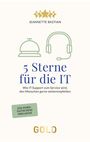 "5 Sterne für die IT. 250 Euro Gutschein inklusive. Oben fünf goldene Sterne. Symbole: Klingel, Headset."