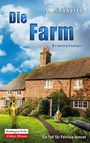 Titel: "Die Farm". Autor: M. P. Roberts. Genre: Kriminalroman. Szene: Ziegelhaus mit Götterstatuen und Untersuchungsliege im Vorgarten.