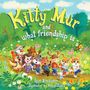 "Kitty Mur and what friendship is." Fröhliche Tiere spazieren durch eine bunte Blumenwiese, begleitet von einer Biene.