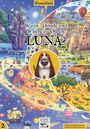 Text: "Wo ist · Dónde está · Where is · Où est LUNA?" Illustration eines Wimmelbuchs mit bunten, fantasievollen Landschaften.