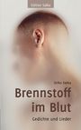 Text: "Edition Salka", "Sirko Salka", "Brennstoff im Blut", "Gedichte und Lieder". 
Ein Mensch neigt den Kopf zur Seite.