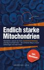 "Endlich starke Mitochondrien", blau-orange Design mit Mikroskop-Illustration, Autor: Andreas Löw, Sticker: "inkl. Workbook".