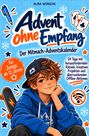 Titel: "Advent ohne Empfang", Mitmach-Adventskalender für Jungs ab 12, 24 Tage Rätsel und Projekte. Junge mit Skateboard.