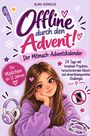 "Offline durch den Advent! Der Mitmach-Adventskalender." Illustration mit Mädchen, Kopfhörer und Armband in Lila/Pink.