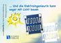 Text: "... Und die Elektroingenieurin kann sogar mit Licht bauen." Links Sonne, rechts technisches Diagramm.
