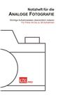 Notizheft für analoge Fotografie, für Filme mit bis zu 36 Aufnahmen. Illustration einer Kamera, Logo "KaTiKi PRO".