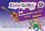 "Einfacher! Geht Nicht. 34 Kinderlieder Band 1+2 für die Ukulele" in bunten Farben, mit Ukulele und fröhlichen Kindern.