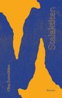 Text: "Stalaktiten", "Oleg Zumühlen", "Roman". Abstrakte blaue und orange Formen, die an Stalaktiten erinnern.
