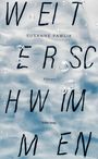 Text: "WEITERSCHWIMMEN", "SUSANNE PAWLIK", "Roman", "Schillo Verlag". Hintergrund mit Wasserblasen.