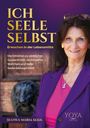 Text: ICH SEELE SELBST, Erwachen in der Lebensmitte. Bild einer Frau in violettem Blazer vor Holztür mit Löwenkopfgriff.