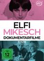 ELFI MIKESCH DOKUMENTARFILME, 10 Filme (1978–2024), FSK ab 12 Jahre, 3 DVDs. Collage mit rosa und blauen Bildern und Logo.
