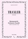"Gegenwarten, Band 38, Traxler: TWV 55 ff. Restaurant & Orchestre Touché, Gedichte, Konzertstücke, Songs. Gans Verlag." Dekorative Umrandung aus Musikinstrumenten und Noten.