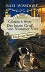 „Callaghan & Monty - Der letzte Gruß von Nummer Vier. Ein Jersey Krimi.“ Hund und Katze vor Haus bei Nacht.