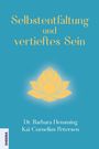 „Selbstentfaltung und vertieftes Sein“ in Gelb auf Blau, darunter Autoren, goldene Lotosblume in der Mitte.