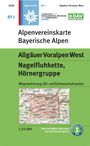 Alpenvereinskarte der Bayerischen Alpen. Text: "Allgäuer Voralpen West, Nagelfluhkette, Hörnergruppe." Skitouren-Logo vorhanden.