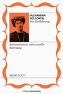 Text im Bild: "ALEXANDRA KOLLONTAI Zur Einführung. Kommunismus und sexuelle Befreiung. INGAR SOLTY. edition MARXISMEN." Oben links ein Porträtfoto in orange-braun Tönen, von dekorativen orangen Kurven umrahmt.