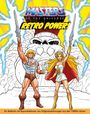 „Masters of the Universe: Retro Power!“ Zwei Figuren, eine mit Schwert, vor einem Burg-Hintergrund. Malbuch aus den 1980ern.