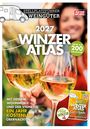 "2027 Winzer Atlas", "Mehr als 200 Stellplätze", "Mit deinem Wohnmobil und der Vignette ein Jahr kostenlos übernachten." Im Hintergrund stoßen zwei Gläser Weißwein an.