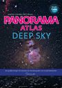 "PANORAMA ATLAS DEEP SKY" in leuchtenden Farben, darunter eine beeindruckende Himmelsaufnahme mit zahlreichen Sternen und Nebeln.