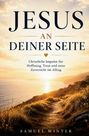 „Jesus an deiner Seite“ und „Samual Winter“. Ein Pfad führt entlang einer Küste, beleuchtet von einer warmen Abendsonne.