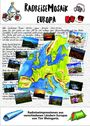 RadreiseMosaik Europa. Radreiseimpressionen aus verschiedenen Ländern Europas von Tim Weingartz. Illustration einer Europa-Karte.