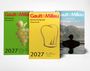 Drei Buchcover: Weinguide (grün, Trauben), Restaurantguide (gelb, Kochmütze), Hotelguide (blau, Berge und See). Alle 2027.