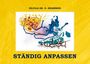 "SILVIJA SH. D. KRAMMER", "STÄNDIG ANPASSEN". Abstrakte Illustration mit farbigen Mustern auf gelbem Hintergrund.