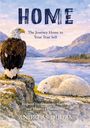 "HOME: The Journey Home to Your True Self" von Andreas Dudas. Illustration: Adler und schlafender Eisbär in bergiger Landschaft.