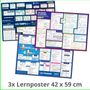 Henry Fischer: mindmemo Lernposter 3er Set - Französische Zeiten + Wortarten + Pronomen | Grammatik lernen Grundwissen Lernhilfe, Buch