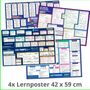 Henry Fischer: mindmemo Lernposter 4er Set - Französische Zeiten + Wortarten + Pronomen + Grundwortschatz | Grammatik lernen Grundwissen Lernhilfe, Buch