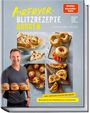 "Airfryer-Blitzrezepte Backen", "Spiegel Bestseller-Autor". Fotos von Gebäck und Broten, Mann mit Tablett voller Brötchen.