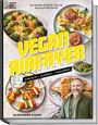 „Vegan Airfryer: Einfach, schnell, knusprig“ steht groß auf dem Cover. Verschiedene vegane Gerichte sind abgebildet. Autor: Alexander Flohr.