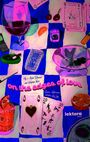 „On the edges of love", bunte Illustration mit Weinglas, Spielkarten, Aschenbecher, Früchten. Text über queere Autorïnnen.