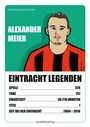 "Alexander Meier. Eintracht Legenden: Spiele 379, Tore 137, Einsatzzeit 30.218 Minuten, Titel 1, Zeit 2004–2018." Illustration.