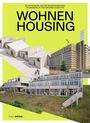 Text: "33 Antworten auf die Wohnungsfrage. Wohnen Housing." 

Drei Gebäudefotos auf gelbem Hintergrund.