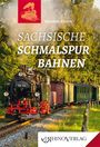 "Sächsische Schmalspurbahnen" von Hartmut Ellrich. Eine Dampflok fährt durch grüne Landschaft. Oben links ist ein Lok-Symbol.