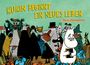 "Mumin beginnt ein neues Leben" in gelber Schrift auf grünem Hintergrund. Illustration mit vielen bunten Charakteren.