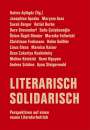 17 Namen in Weiß. "LITERARISCH SOLIDARISCH" groß. Rot, schlichtes Design. "Perspektiven..." Text darunter.