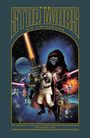 Text: "THE STAR WARS DIE URFASSUNG". 

Illustration: Figuren in Weltraumszenen, Lichtschwerter, Raumschiffe, Planeten.