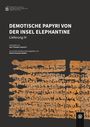 "Demotische Papyri von der Insel Elephantine, Lieferung IV, bearbeitet von Karl-Theodor Zauzich, aus dessen Nachlass von Martin Andreas Stadler."  
Die untere Hälfte zeigt antike Schrift auf Papyrus.