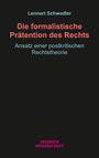 „Die formalistische Präten­tion des Rechts“ von Lennart Schwedler, schwarzer Hintergrund, Verlag Velbrück Wissenschaft.