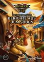 "Die Eupherban-Akten: Berichte aus dem Süden" auf einem Markt mit einer katzenartigen Figur in der Mitte.