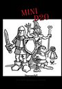 "MINI D20" steht groß oben. Eine schwarze-weiße Illustration zeigt einen Ritter, eine Magierin und einen Hobbit.