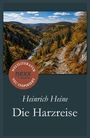 Text: „Weltiliteratur neu inspiriert“, „Heinrich Heine Die Harzreise“. Landschaft mit Wegen zwischen herbstlichen Bäumen.
